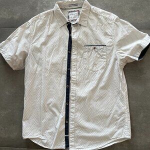 Denim & Flower Medium White Short Sleeve Polka Dot Button Up